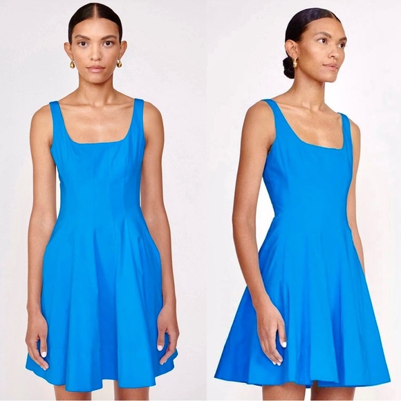 NWT Staud Wells Mini Dress Island Blue - Picture 4 of 16
